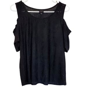 1464 * W5 Anthropologie Cold Shoulder Eyelet Top Black Size M